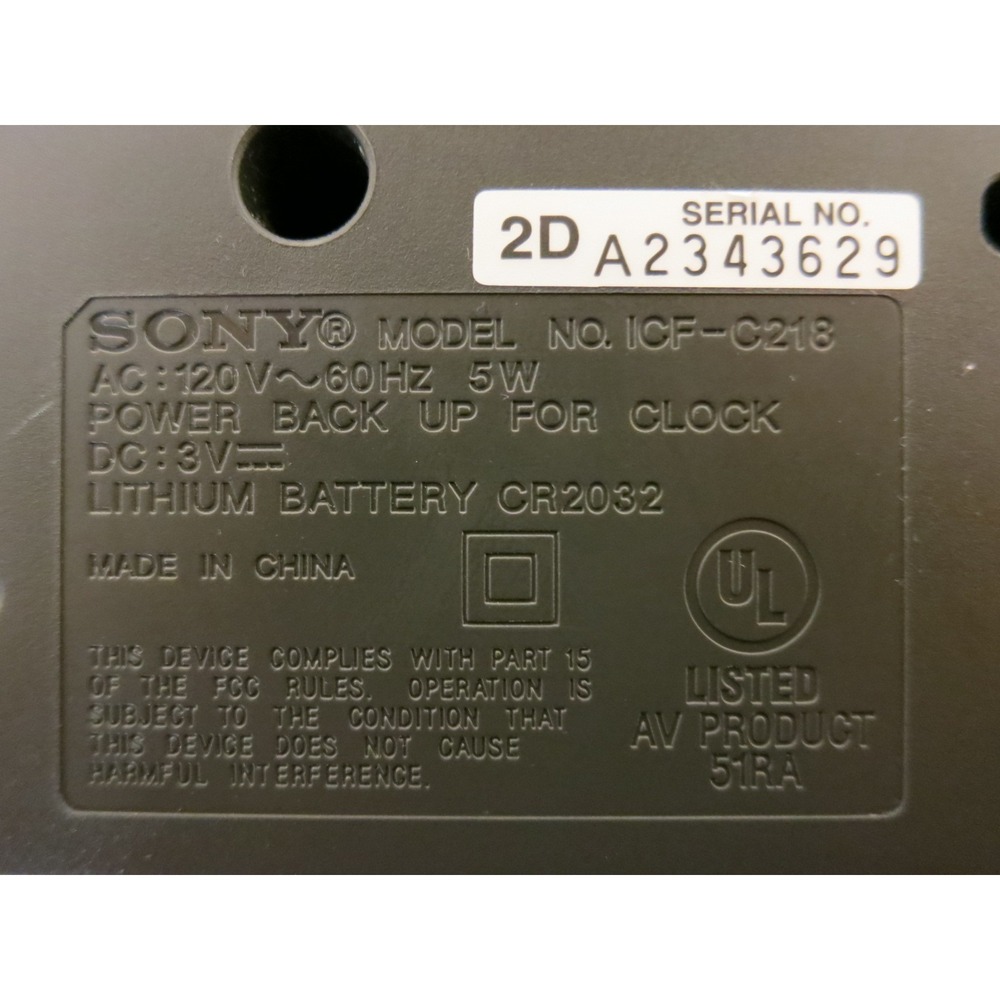 Sony ICF-C218 Dream Machine FM/AM Clock Radio with Alarm - Picture 9 of 9